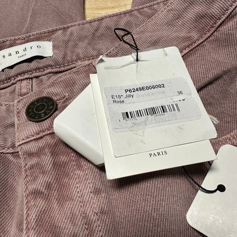 Sandro Jilly Rose Color Slim Straight Jeans Women's Size 36 (US 4) New With Tags - Picture 5 of 10